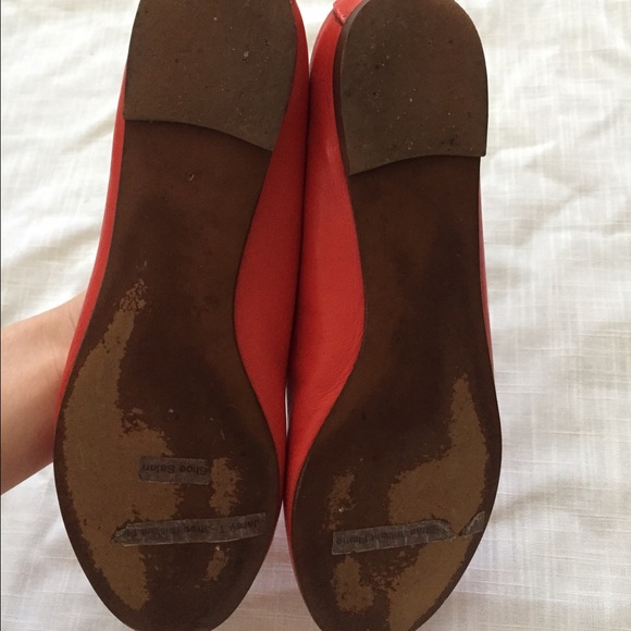J Crew Orange Leather Janey Chain T Strap Flats 6 - Picture 4 of 4